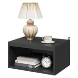 MAHANCRIS Floating Nightstand Set of 2, Wall Mounted Nightstand, Modern Floating Bedside Shelf with Open Shelf Cubby, Floating Side Tables Bedroom, Living Room, Black ETBK4901S2 MAHANCRIS