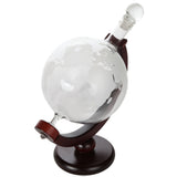 Lily's Home World Globe Whiskey Decanter with Dark Finished Wood Stand, Bar Funnel, and 2 Matching Glasses (850 ml) Lily's Home