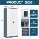 MIIIKO Home Office Storage Cabinet with Shelves and Doors, Metal Utility Cabinets with 2 Locking Doors and 5 Shelves, Tall Steel Locker Cabinets or Garage, Kithen, Pantry and Classroom MIIIKO