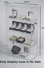 4 Tier Transparent Acrylic Display Case with Lock,Clear Show Case for Collectible, Vertical Curio,See-Through Locking Cabinet,Dustproof Protection 10.25 x 4.25 x 18.25 Inches Display case