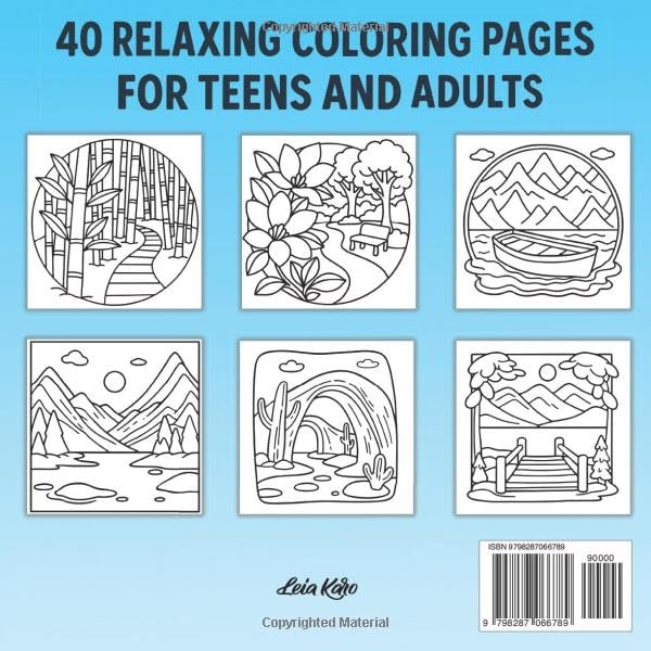 Cozy Nature: A Coloring Book for Adults and Teens with Simple, Calming Nature Scenes for Stress Relief (Bold & Easy Coloring) WoodArtSupply
