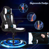 BestOffice PC Gaming Chair Ergonomic Office Chair Desk Chair with Lumbar Support Flip Up Arms Headrest PU Leather Executive High Back Computer Chair for Adults Women Men (White) BestOffice