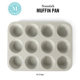 Martha Stewart Gallen 12 Cup Nonstick Carbon Steel Muffin/Cupcake Pan - Cool Grey Martha Stewart
