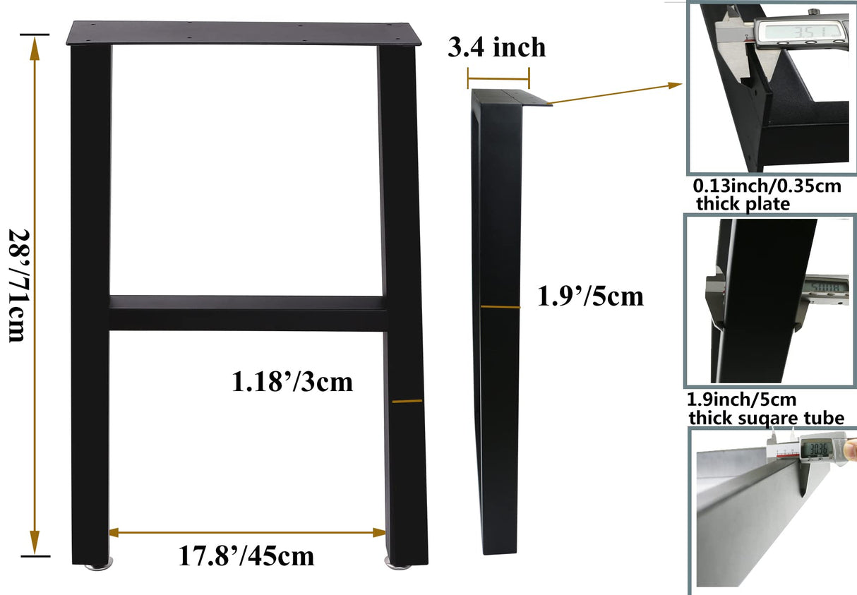 Lendpea Metal Table Legs,Heavy Duty Desk Legs Dining Table Legs Industrial Furniture Legs Table lega,Modern Coffee Table Legs,Set of 2 28” Height 18" Wide Lendpea