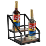 YQBRAO Coffee Syrup Rack Organizer,Liquor Bottle Display Shelf,2-Tier 4 Bottle Stand for Coffee Bar, Kitchen Station, Liquor, Wine, Dressing,Rustic Brown YQBRAO