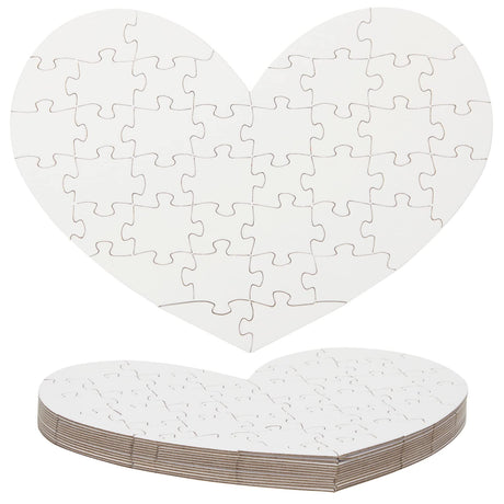 Set of 12 Heart Shaped Blank Jigsaw Puzzles to Draw On for Valentine’s, DIY Crafts (9 x 6 in, 40 Pieces Each) Bright Creations