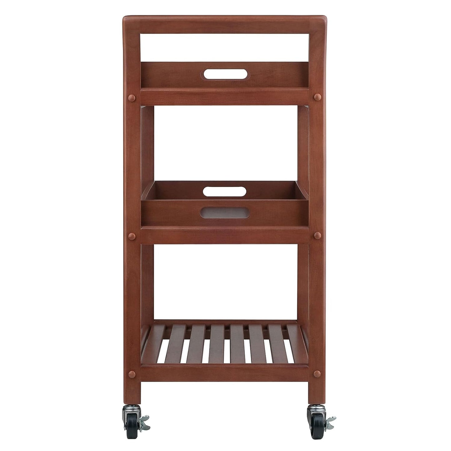 Winsome 3-Shelf Wood Mobile Serving Cart with Lockable Wheels, Walnut (94138)