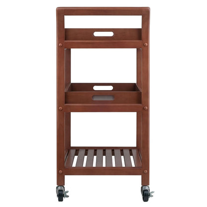 Winsome 3-Shelf Wood Mobile Serving Cart with Lockable Wheels, Walnut (94138)