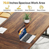 Tribesigns 6FT Conference Table, 70.86 L x 31.49 W x 29.52 H Inches Rectangle Meeting Room Table, Rustic Wood Seminar Table Executive Desk for Office, Conference Room (Black) Tribesigns
