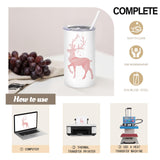 YOUKE OLA 16 Pack Sublimation Tumblers Blanks Bulk Sublimation Cups Skinny Straight Tumbler Stainless Steel Double Wall Insulated Sublimation Water Bottles with Lid & Straw for DIY Gift, 12oz White YOUKE OLA