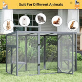Outdoor Cat Catio House, Wooden Cat Habits with 3 Platforms, Lockable Doors, Top PC Sun Roof, Patio Yard Window Enclosures, Weatherproof, Gray Nyeekoy