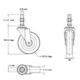 Finnhomy Caster Wheels 3 Inch Set of 4 Heavy Duty Threaded Stem Casters 3/8"-16 x 1-1/2" Swivel Rubber Industrial Castors Premium Wheels for Wire Shelving/Furniture/Carts Load Bearing 720 Lbs Gray Finnhomy