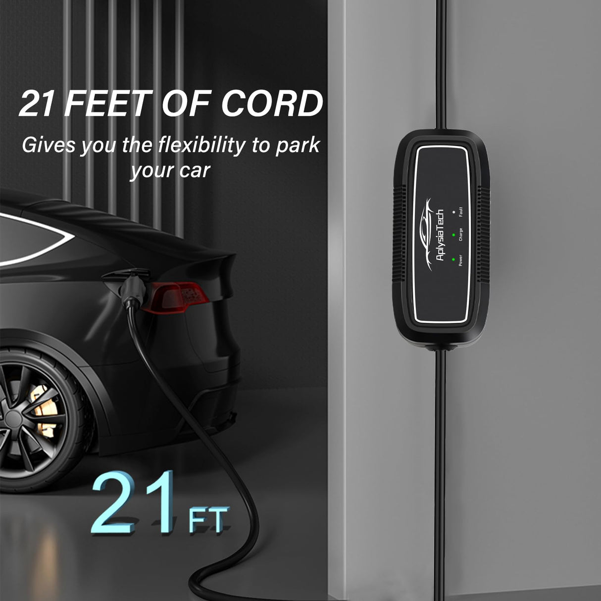 AplysiaTech Portable EV Charger Level 1, 15Amp 110V, Electric Vehicle Charger with 21Ft Extension Cord,NEMA 5-15P for Plug-in Home EV Charging Station,Compatible with SAE J1772 EVs(Tesla Need Adapter) AplysiaTech