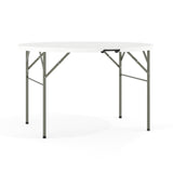 Flash Furniture Freeman 4' Round Plastic Folding Event Table with Carrying Handle, Bi-Fold Portable Banquet Table for Indoor/Outdoor Events, White Flash Furniture