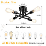 TOBUSA Semi Flush Mount Ceiling Light Fixture Matte Black, Modern Sputnik Close to Ceiling Light, Chandelier Light Fixture Ceiling for Bedroom Kitchen Living Room Dining Room, 4 Light E26 Socket TOBUSA