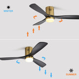 Sofucor Ceiling Fan With Lights 52 Inch Flush Mount Ceiling Fan with Remote Control, Wood Blades Modern Outdoor Ceiling Fan for Bedroom/Farmhouse/Patio/Indoor, Quiet DC Motor Sofucor