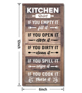 Hanging Kitchen Rules Wood Decor Sign, Rustic Kitchen Wooden Signs, Printed Wood Wall Art Sign, Kitchen Door Rules Rustic Sign, Hanging Wood Sign Kitchen Decor, Funny Farmhouse Kitchen Wall Décor Gkwa