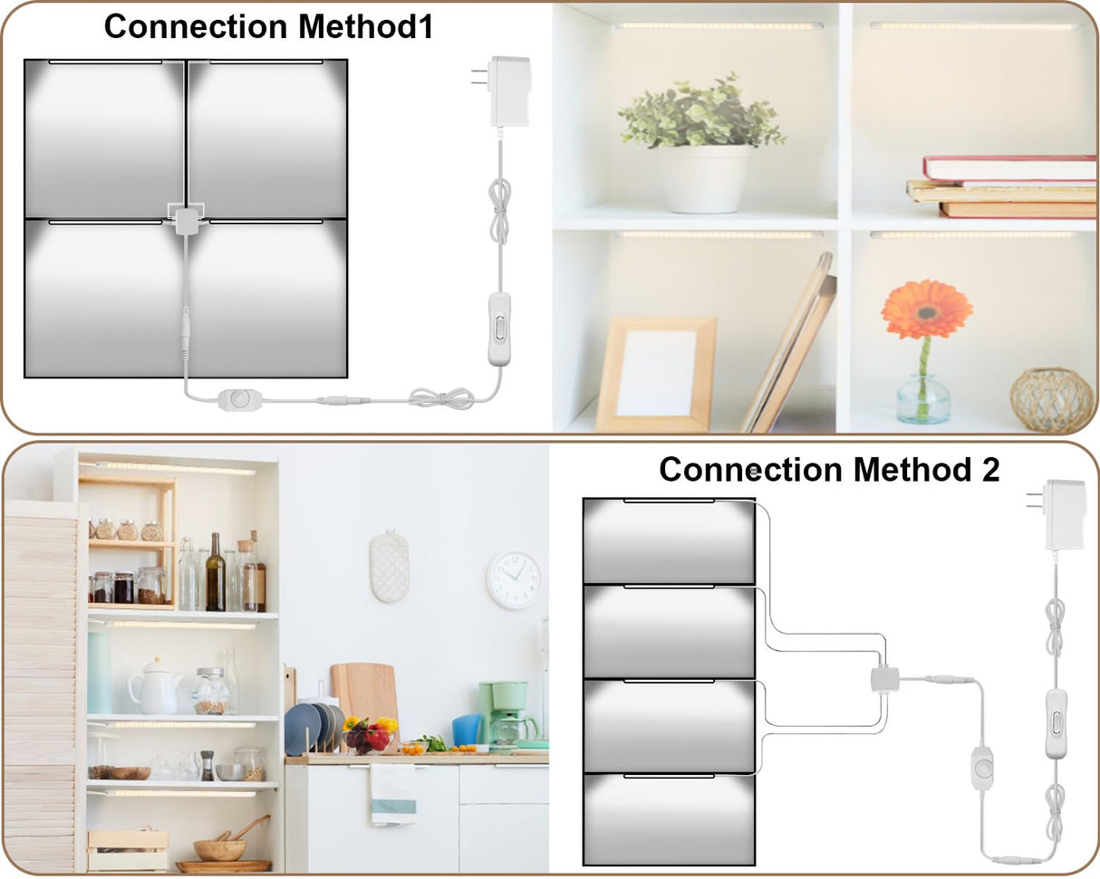 Cefrank V-Shape Under Cabinet Lighting Kit - 4pcs Sleeker 12" Dimmable LED Light Bars for Showcase Shelf Seamless Illumination - 1200lm, 12W - Pure White (6000K) Cefrank