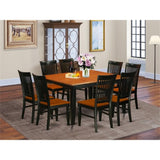 East West Furniture PFWE9-BCH-W 9 Piece Dining Table Set Includes a Square Dining Room Table with Butterfly Leaf and 8 Wood Seat Chairs, 54x54 Inch, Black & Cherry East West Furniture