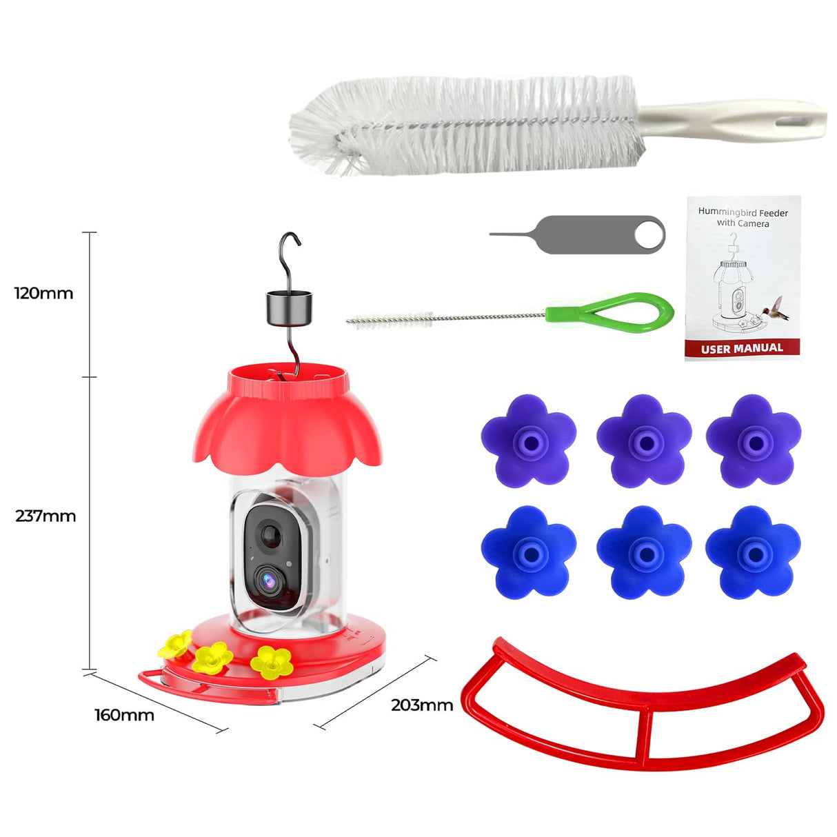 SECUHOME Smart Hummingbird Feeder with Camera Wireless Bird Feeders for Outdoors Video Watching AI Camera with Auto Capture Videos & Motion Detection SECUHOME