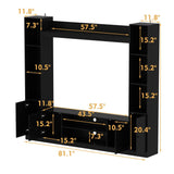 TAMUNE Entertainment Center with Bookshelves Modern Media Center with Open Shelves & Bridge TV Wall Unit with Doors, for Living Room Black (81.1”W x 11.8”D x 70.9”H) TAMUNE