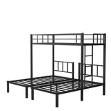 Bellemave Twin Over Twin Over Twin Bunk Bed for 3 Kids, Heavy Duty Triple Bunk Bed with Guardrails and Ladder, Twin Over Twin Over Twin Triple Bunk for Kids, Teens, Black Bellemave