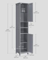 VASAGLE Tall Bathroom Cabinet with Lights, Slim Bathroom Storage Cabinet, Freestanding Narrow Cabinet with Adjustable Shelves, for Small Spaces, Modern, 11.8 Inches Wide, Dove Gray UBBC566G02 VASAGLE