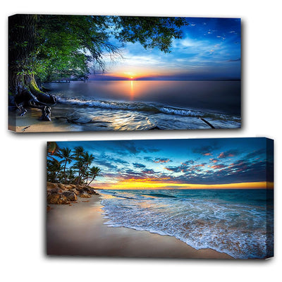 2 Pack Diamond Painting Kits，Large 5D DIY Sunset Ocean Beach Diamond Painting Kits for Adults，DIY Full Drill Crystal Rhinestone Arts and Gem Art Painting with Diamond Home Wall Decor (28X16inch)