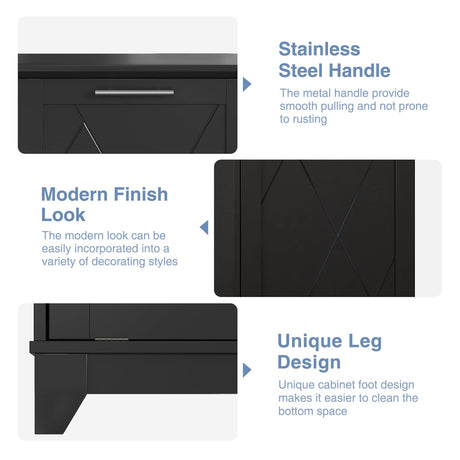 FiveWillowise Tilt Out Trash Cabinet, Kitchen Trash Can Cabinet w/Negative ion and deodorizing Function, Dog Proof 10 Gallon Garbage Can Cabinet for Kitchen, Bathroom, Living Room, Black FiveWillowise