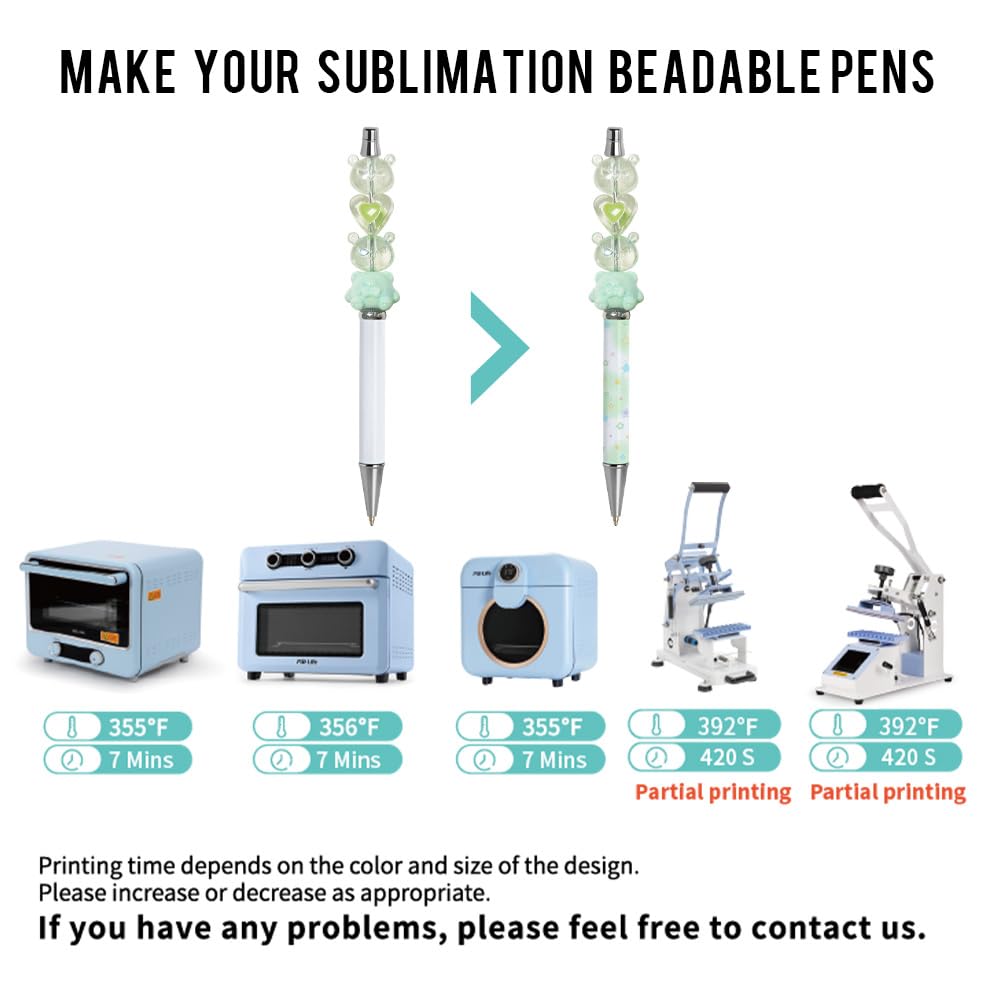 PYD Life 20 Pack Sublimation Beadable Pens Blanks Bulk White with 25 Pieces Shrink Wrap Films,Sublimation Ballpoint Pen Personalized DIY by Pen Heat Press Sublimation Oven PYD Life