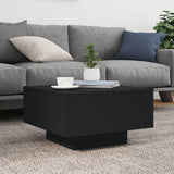 vidaXL Coffee Table with LED Lights, Black, 21.7"x21.7"x12.2", Modern Style, Engineered Wood Material, Lounge or Living Room Table vidaXL
