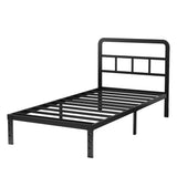 Husleephu Twin Bed Frames with Headboard, 12 Inch Heavy Duty Metal Twin Platform Bed Frame, No Box Spring Needed, Noise Free, Easy Assembly, Black Husleephu