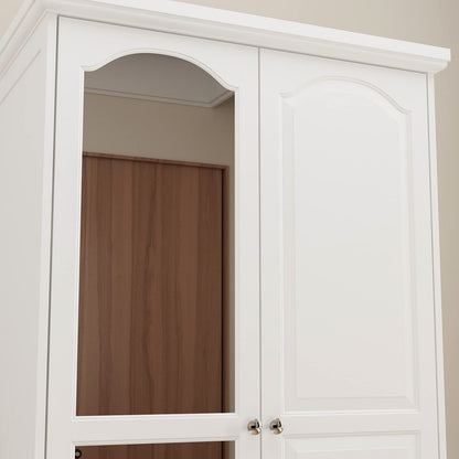 Homsee Wardrobe Armoire Wooden Closet with Mirror, 2 Doors, 3 Drawers, 4-Tier Storage Cubes and Hanging Rod for Bedroom, White (31.5”L x 19.7”W x 70.9”H) - WoodArtSupply