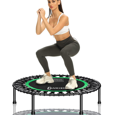 DARCHEN 450 lbs Mini Trampoline for Adults, Indoor Small Rebounder Exercise Trampoline for Workout Fitness for Quiet and Safely Cushioned Bounce, [40 Inch] DARCHEN