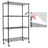 Catalina Creations EFINE 4-Shelf Shelving Units and Storage on Wheels, NSF Certified, Adjustable Carbon Steel Wire Shelving Unit Rack for Garage, Kitchen, Office, Black (50H X 30W X 14D) Catalina Creations
