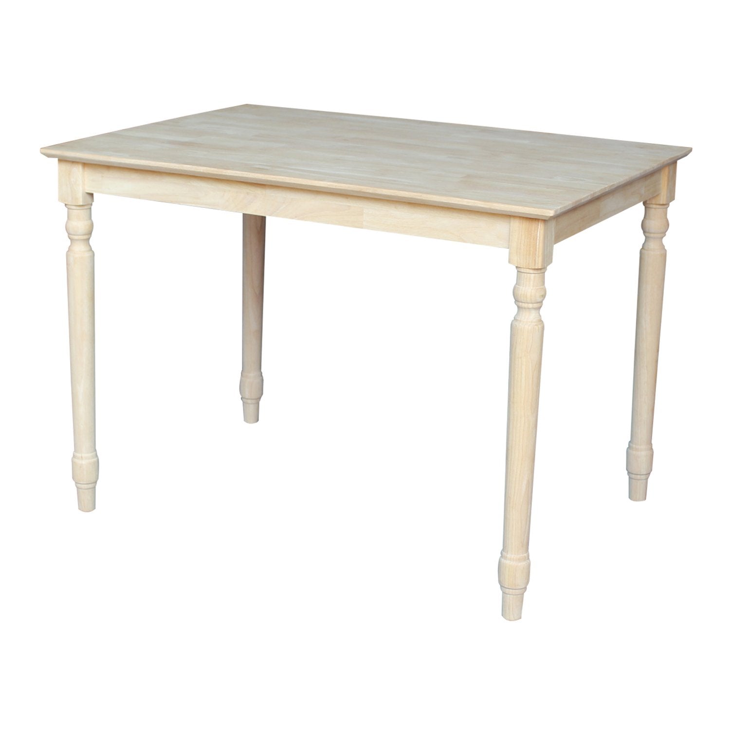 International Concepts Solid Wood Top Table with Turned Legs, Standard Height - WoodArtSupply