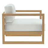 Modway Upland Teak Wood Outdoor Patio 6-Piece Sectional Sofa Set with Cushions in Natural White Modway