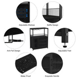 GAOMON Coffee Wine Bar Cabinet with Storage and Detachable Rack, Farmhouse Sideboard and Buffet Cabinet with Glass Holder and Mesh Door, Liquor Coffee Bar Cupboard, Black GAOMON