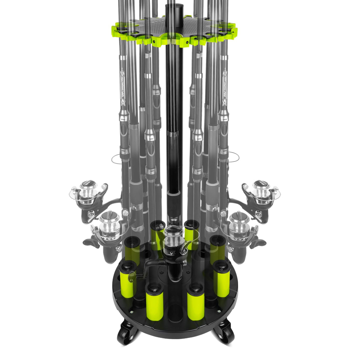 Hikeen Fishing Rod Holder, Fishing Pole Holders for Garage, Rod Rack Holds Up to 20 Rods with Rolling Wheels, Fishing Gear Equipment Storage Organizer, Fishing Gifts for Men Hikeen