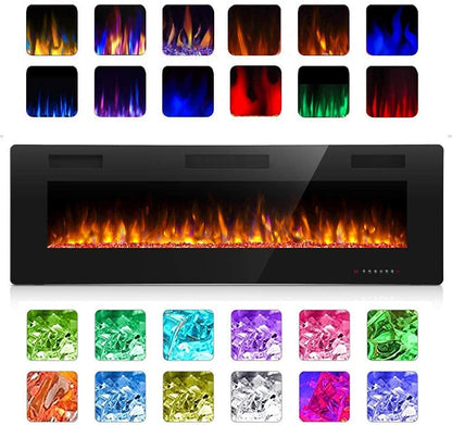 Antarctic Star 68 Inch Electric Fireplace in-Wall Recessed and Wall Mounted, Fireplace Heater and Linear Fireplace with Multicolor Flame, Timer, 750/1500W Control by Touch Panel & Remote…