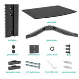 WALI Floating Entertainment Center Shelves, Holds Up to 17.6lbs, TV Shelf with Strengthened Tempered Glasses for DVD Players, Cable Boxes, Games Consoles, TV Accessories (CS201B), 1 Shelf, Black WALI