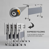 4PCS Folding Conference Table, Modern Mobile Meeting Table with Silent Wheels 47.2" D X 23.6" W X 29.5" H Wood Training Table for Office Reception Classroom Training JNMDLAKO