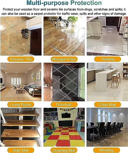 Office Chair Mat for Hardwood Floor, Table/Desk/Chair Floor Pad, Hardwood Floor Protector Mat for Hallway Entrance Kitchen Office,(140x400cm/4.6x13ft) CSNBDMBBSH
