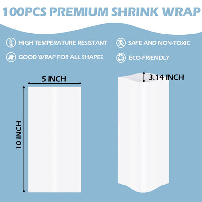 HTVRONT Shrink Wrap for Sublimation Tumblers 5X10 Inch - 50PCS Sublimation Shrink Wrap Sleeves, Heat-Resistant Tumbler Shrink Wrap Film