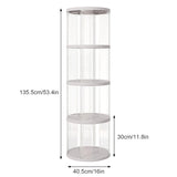 SYNCVIBE 4 Tier Rotating Bookshelf, Small Corner Bookshelf for Small Space, 360 Display Floor Standing Bookcase, Plastic Narrow Book Organizer Shelf for Bedroom, Living Room, Round, White SYNCVIBE