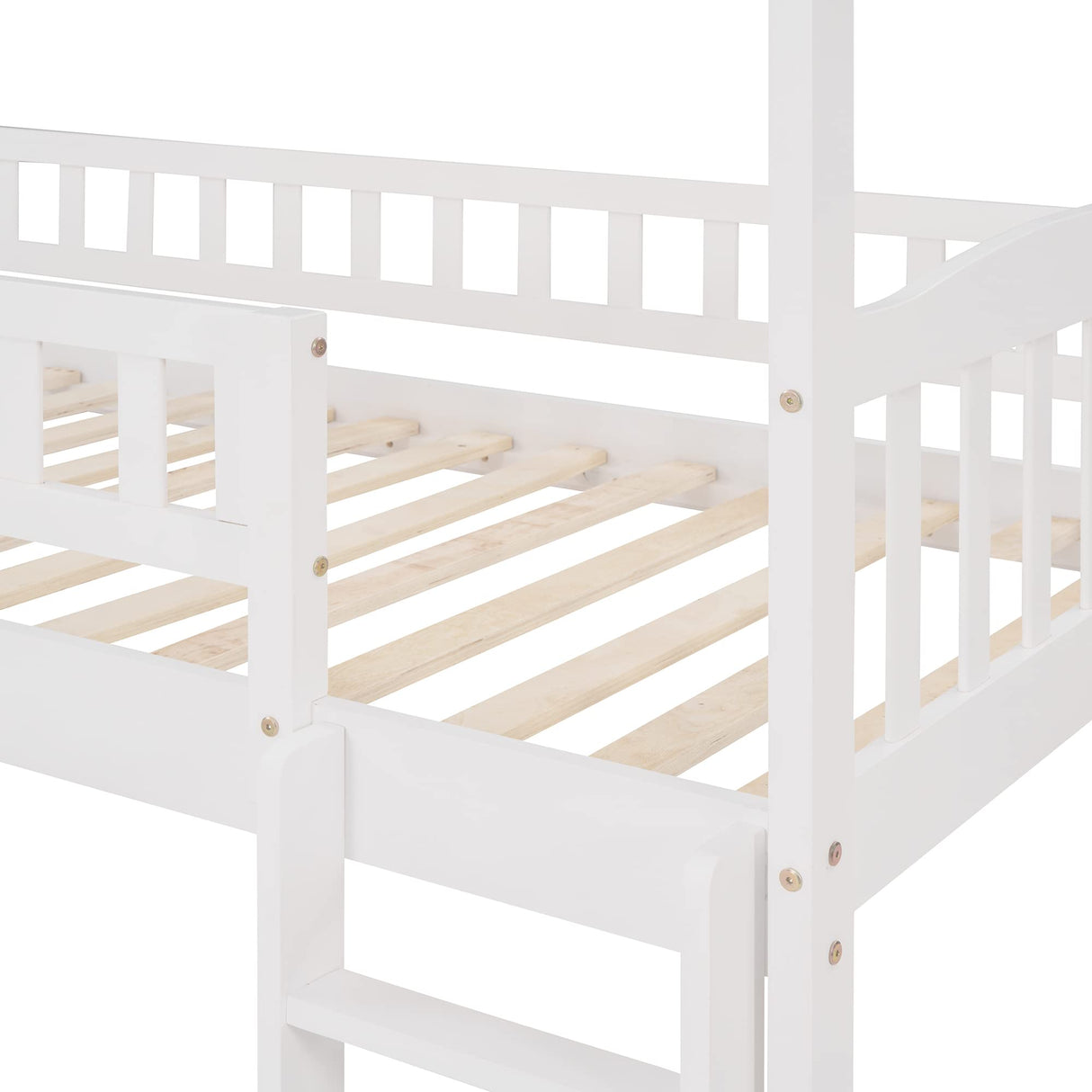 House Bed Loft with Slide and Storage Stairs by Harper & Bright Designs - Twin Frame in White for Kids Harper & Bright Designs
