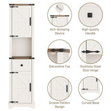 66" Tall Farmhouse Bathroom Storage Cabinet with Barn Doors and Drawer, Narrow Storage Unit, Adjustable Shelves & 5-Tier Storage Space, Freestanding Cabinet for Bathroom, Living Room, Kitchen Vabches