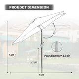 GDY 7.5FT Patio Umbrella Outdoor Table Umbrella,Market Umbrella with Push Button Tilt and Crank for Garden, Lawn, Deck, Backyard & Pool (Beige) GDY