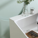 ROMSHINE Reception Desk with Counter, Modern Front Desk Reception Room Table, 47.2 inch Checkout Counter Table for Lobbies, Salons, Retail, White with Black Stripe Decor ROMSHINE