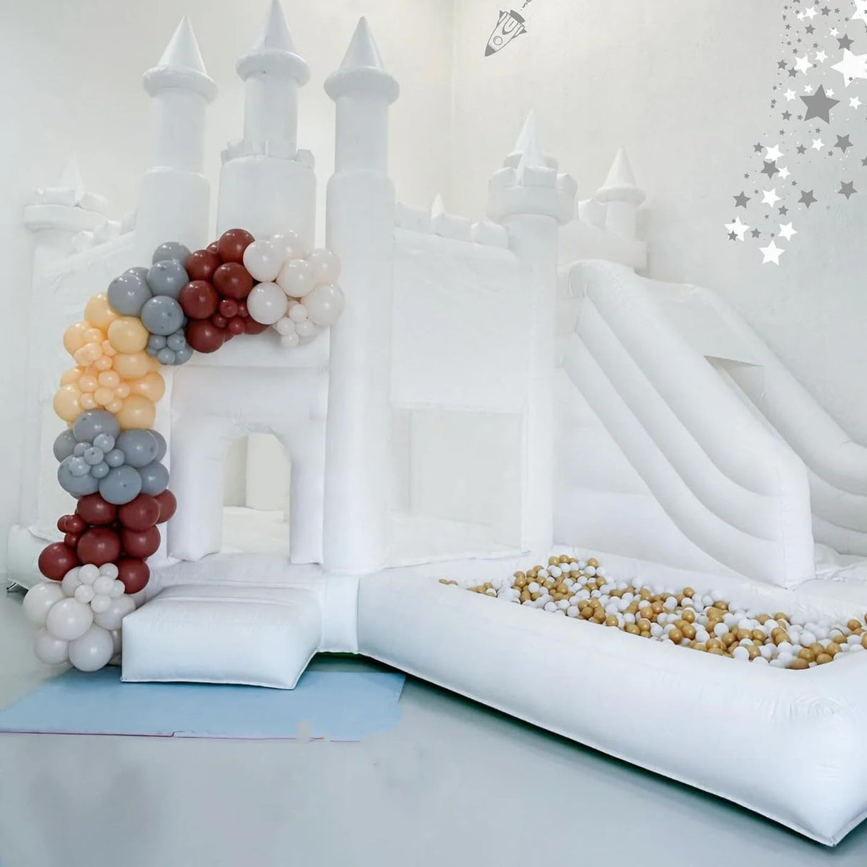 White Bounce House, Commercial White Castle 20x13ft Large Adults PVC Bounce House with Blower Inflatable Castle for Wedding Birthday Party Celebrations AIRMAT FACTORY